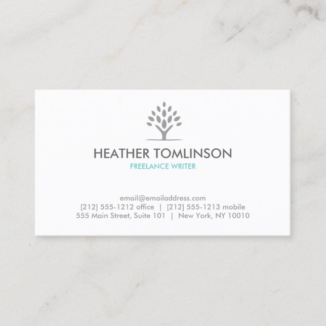 MODERN TREE GRAY/WHITE Business Card (Front)