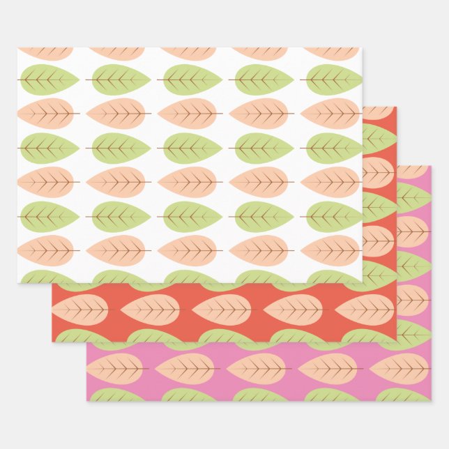 Modern tree leaf pattern custom Holiday Wrapping Paper Sheets (Set)