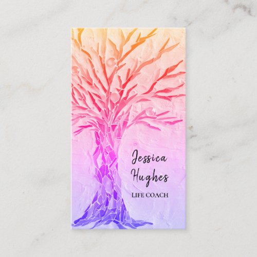 Modern Tree Life Coach Colorful Business Card
