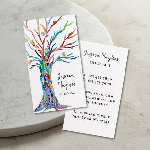 Modern Tree Life Coach Raised Spot UV Business Card