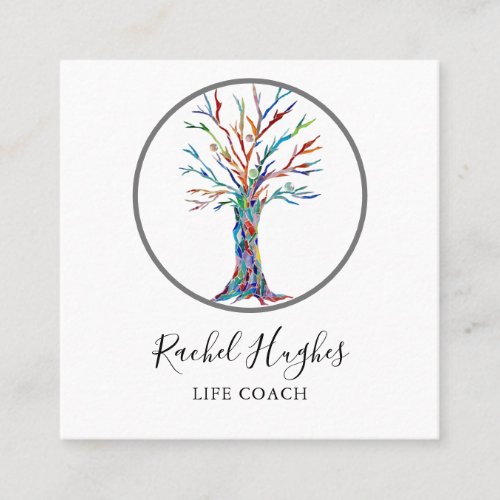 Modern Tree Life Coach Square Business Card