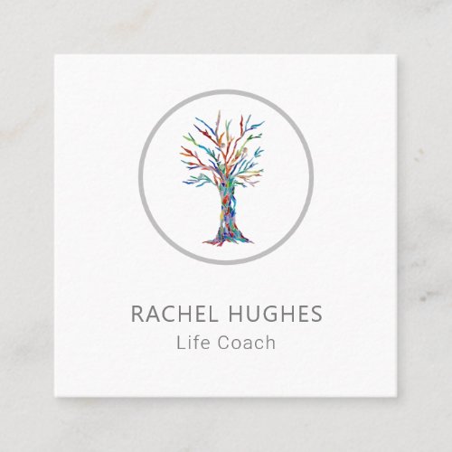 Modern Tree Life Coach Square Business Card