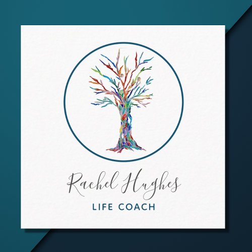 Modern Tree Life Coach Square Square Business Card