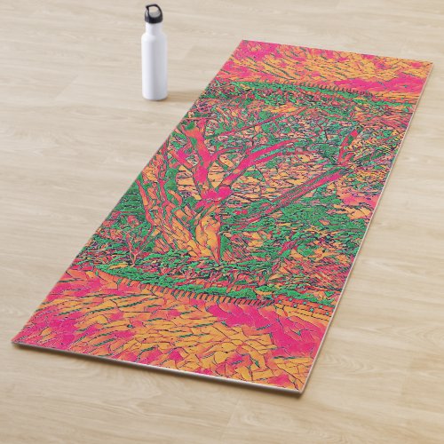 Modern Tree of Life Abstract Art Soothing Calming Yoga Mat