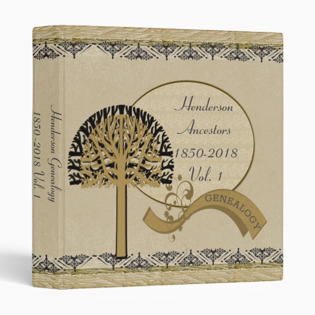 Modern Tree Of Life Family Tree Genealogy 3 Ring Binder (Front/Spine)