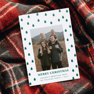Modern Tree Pattern Custom Christmas Holiday Letterpress Photo Cards