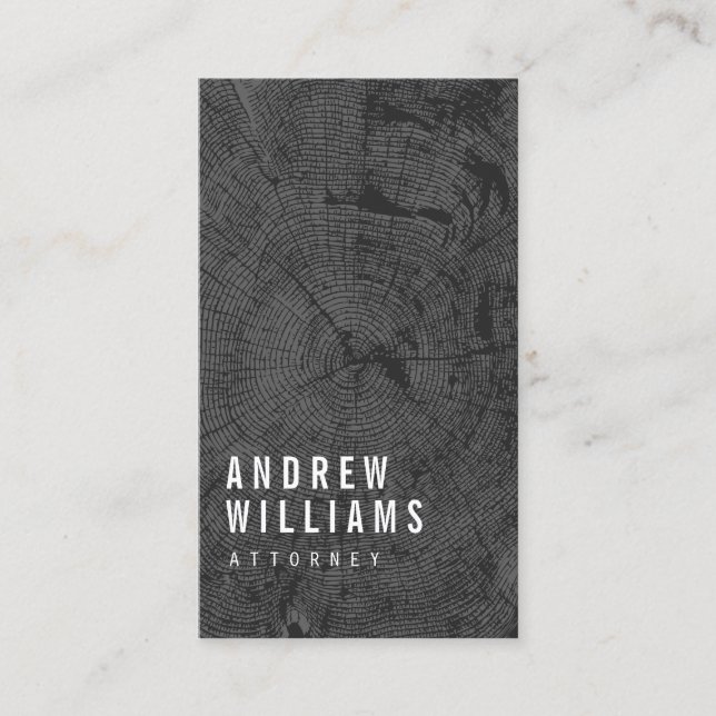 Modern Tree Rings Attorney, Lawyer Business Card (Front)