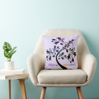 Modern Tree with Rainbow Colorful Floral Insets