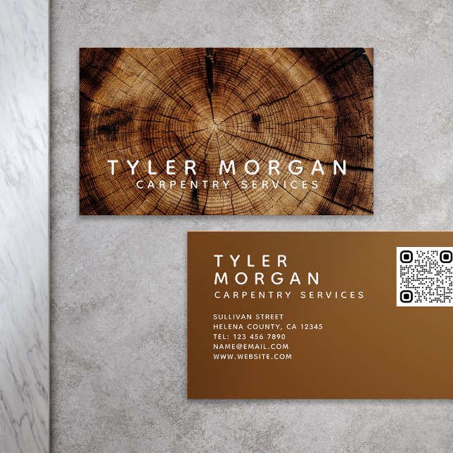 Modern Tree Wood Carpentry Business Card (Creator Uploaded)