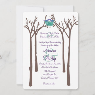 Modern Trees and Birds Wedding Invitation