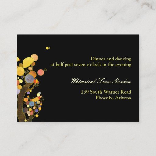 Customizable Love Trees Black Reception Inserts (3.5x2.5) Business Card Templates