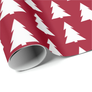 Modern Trees Burgundy Geometric Pattern Wrapping Paper