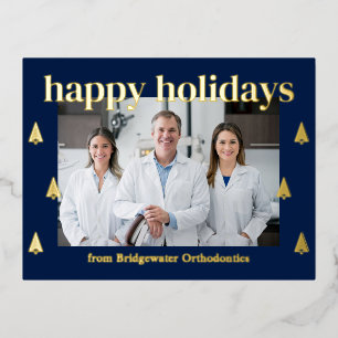 Modern Trees FOIL Business Holiday Postcard