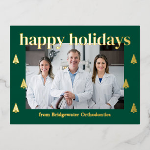 Modern Trees FOIL Business Holiday Postcard