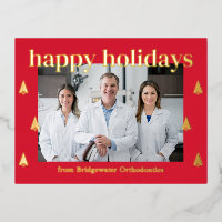 Modern Trees FOIL Business Holiday Postcard