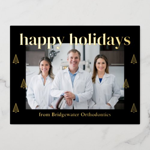 Modern Trees FOIL Business Holiday Postcard