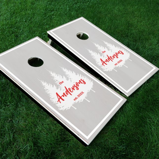 Modern Trees Forest Woods Silhouette Border Cornhole Set (Creator Uploaded)
