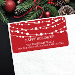 Modern Trees Holidays Christmas Return Address Label<br><div class="desc">Dress up your envelopes, christmas cards, christmas party invitations & thank you note cards with our contemporary lights address label featuring modern light garland accent set on a classic red background! A festive finishing touch for your envelopes! Visit our shop to view our entire line of holiday one of a...</div>