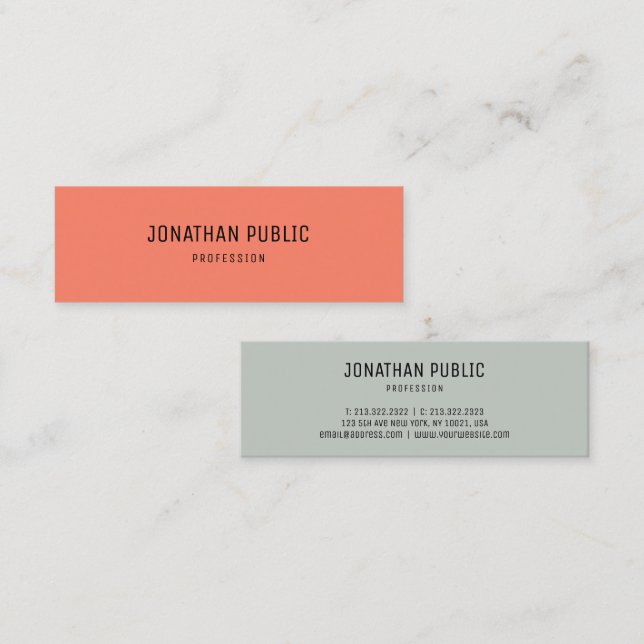 Modern Trend Colors Elegant Simple Template Mini Business Card (Front/Back)