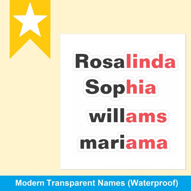 Modern Trend Transparent Waterproof Name Stickers (Modern gift name tag Names, Transparent Waterproof Stickers
)