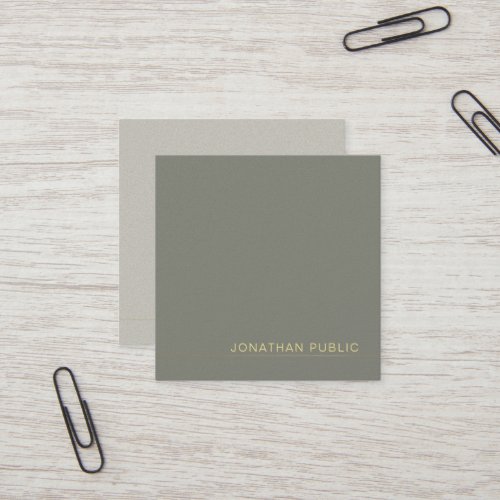 Modern Trending Elegant Green Pearl Finish Luxury Square Business Card