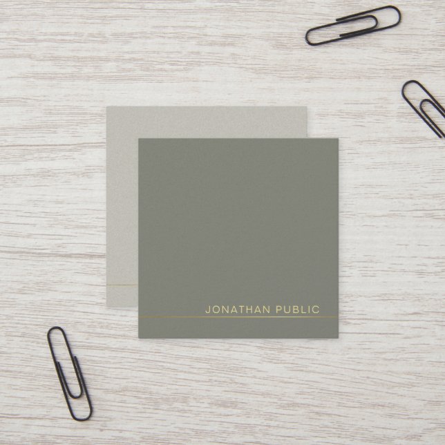 Modern Trending Elegant Green Pearl Finish Luxury Square Business Card (Front/Back In Situ)