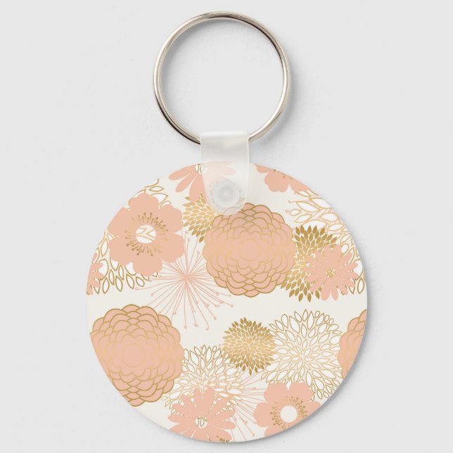 modern trends blush flower blooms keychain (Front)