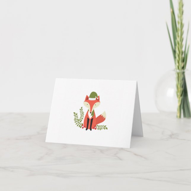 modern trends woodland christmas fox holiday card (Front)