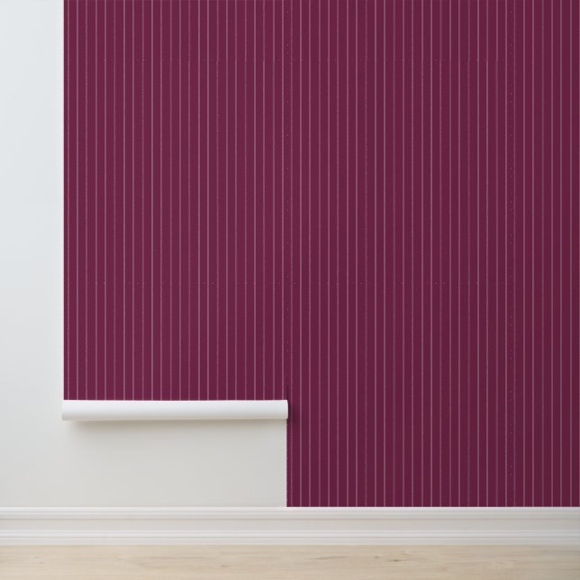 Modern Trendy 1" Pinstripe Dark Rose Pink Wallpaper (Application)