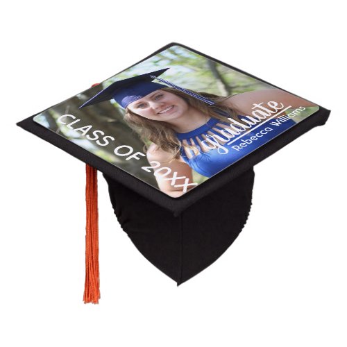 Modern Trendy 2024 Graduate Photo Graduation Cap Topper