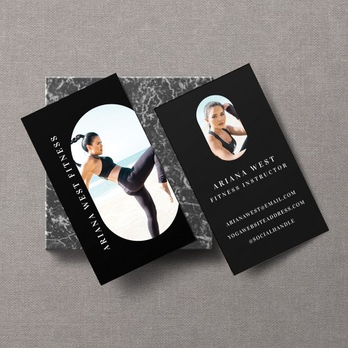Modern  Trendy 2 Photo Personal Fitness Trainer  Business Card