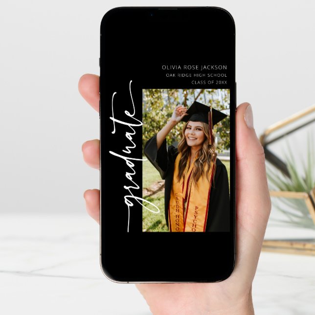 Modern Trendy 3 Photo Collage Graduation Announcement (Front Digital)