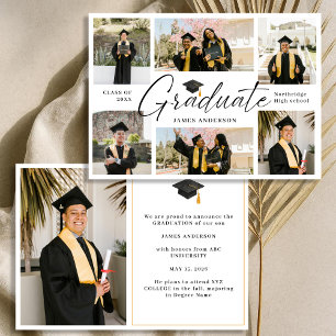 Modern Trendy 7 Photo Graduation Collage Announcement