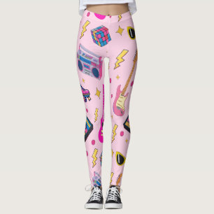 Modern Trendy 80s Style Pretty Neon Pink Leggings