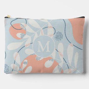 Modern Trendy Abstract Botanical Art Monogram Accessory Pouch