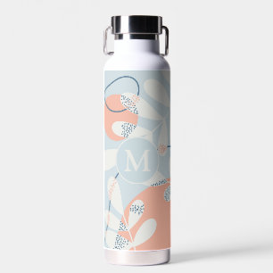 Modern Trendy Abstract Botanical Art Monogram Water Bottle