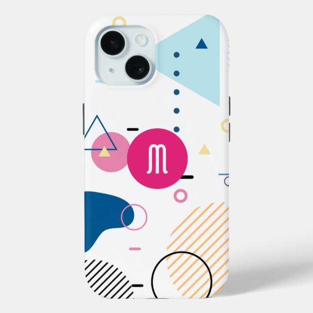 Modern Trendy Abstract Geometric Art Monogram Case-Mate iPhone Case (Back)