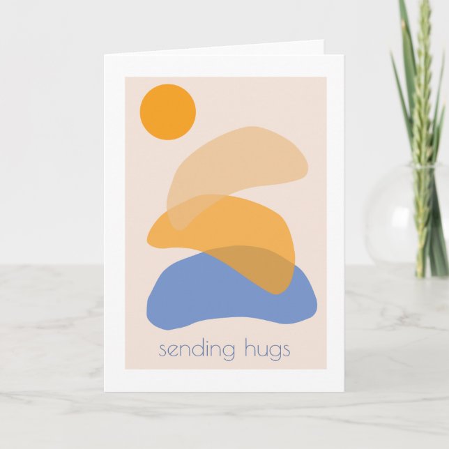 Modern Trendy Abstract Minimalist Sending Hugs Card (Front)