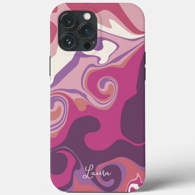 Modern Trendy Abstract Personalized Name fun Case-Mate iPhone Case (Back)