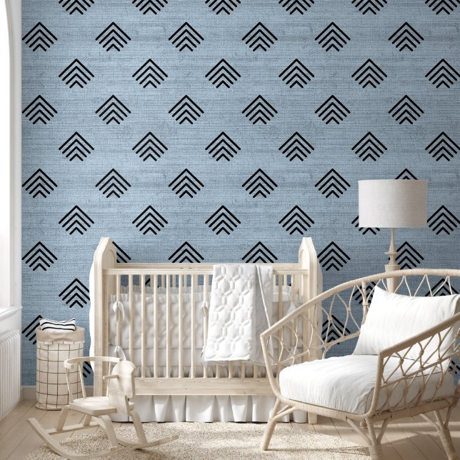 Modern Trendy African Mudcloth Arrows Light Blue Wallpaper (Kids)