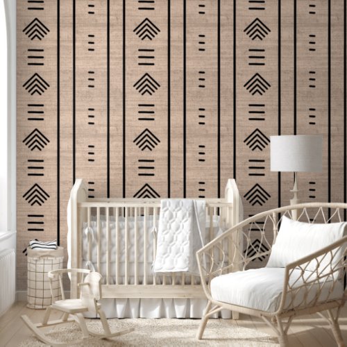 Modern Trendy African Mudcloth Arrows Light Brown Wallpaper