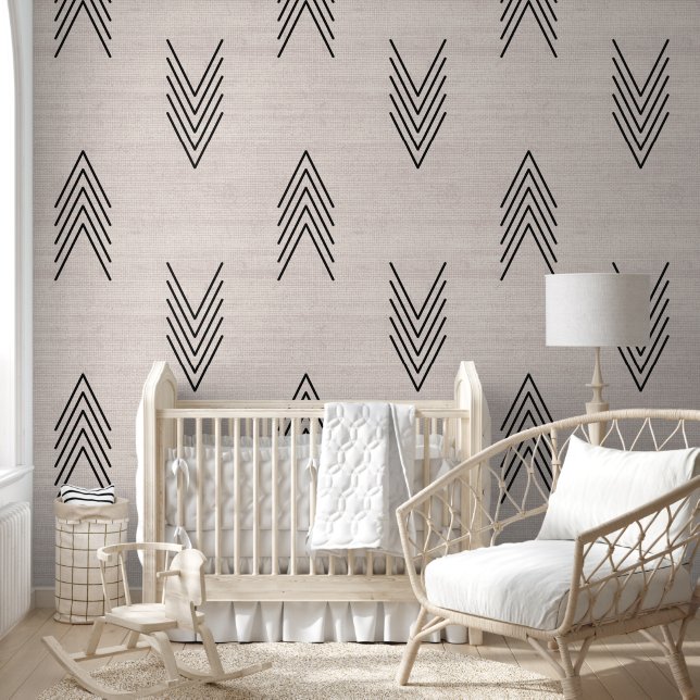 Modern Trendy African Mudcloth Beige Wallpaper (Kids)