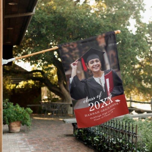 Modern Trendy Any Color  Simple Graduation Photo  House Flag