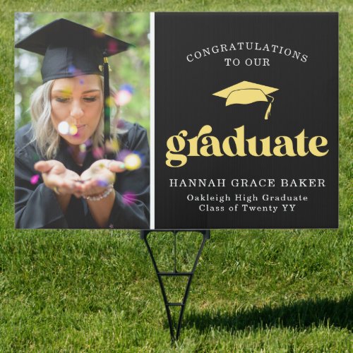 Modern Trendy Any Color Simple Graduation Photo Sign