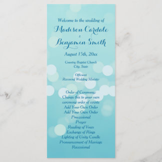 Modern Trendy Aqua Blue Wedding Program Template