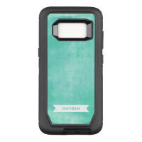 Modern Trendy Aqua Turquoise Rolled Ink OtterBox Defender Samsung Galaxy S8 Case
