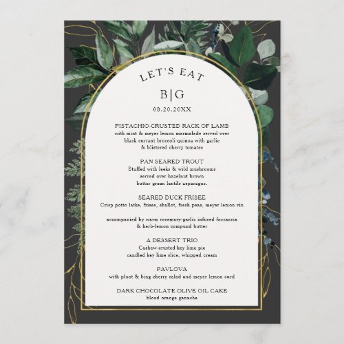 Modern Trendy arch with Botanic Greenery Menu