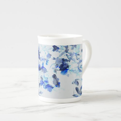 Modern trendy art of floral  flower pattern bone china mug