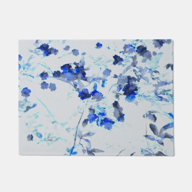 Modern, trendy art of floral / flower pattern doormat (Front)