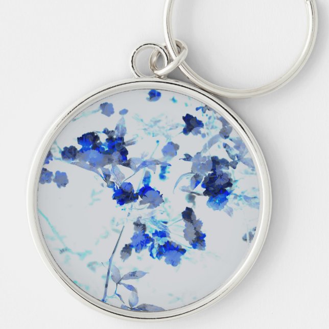 Modern, trendy art of floral / flower pattern keychain (Front)